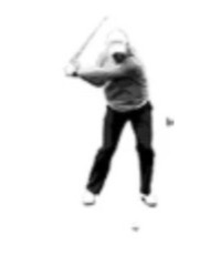 A golfer at P5, transition, seen face on